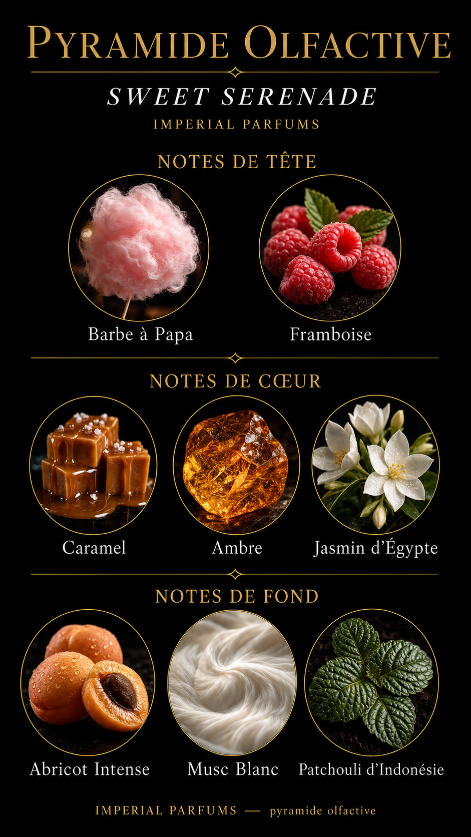 Pyramide olfactive Sweet Serenade — Imperial Parfums