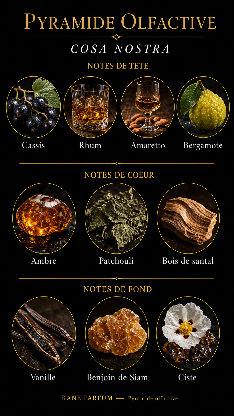 Pyramide olfactive Cosa Nostra — Kane Parfum