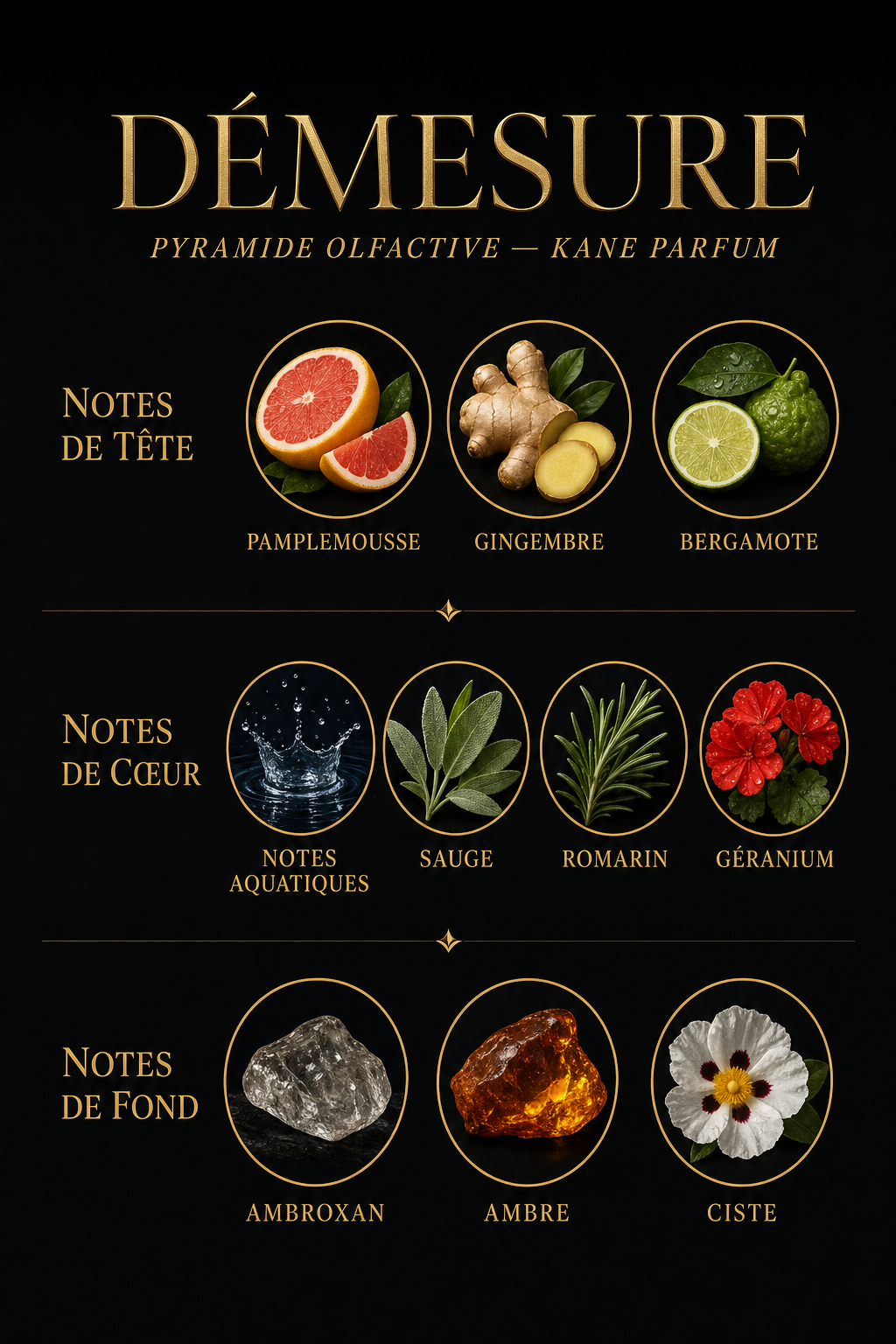 Pyramide olfactive Démesure — Kane Parfum