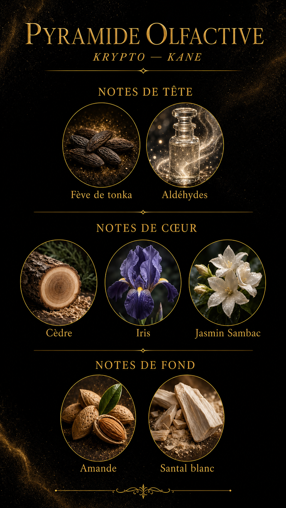 Pyramide olfactive Krypto — Kane Parfum