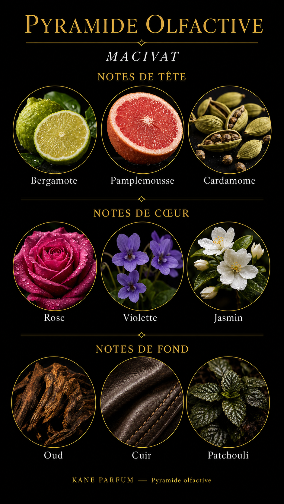 Pyramide olfactive Macivat — Kane Parfum