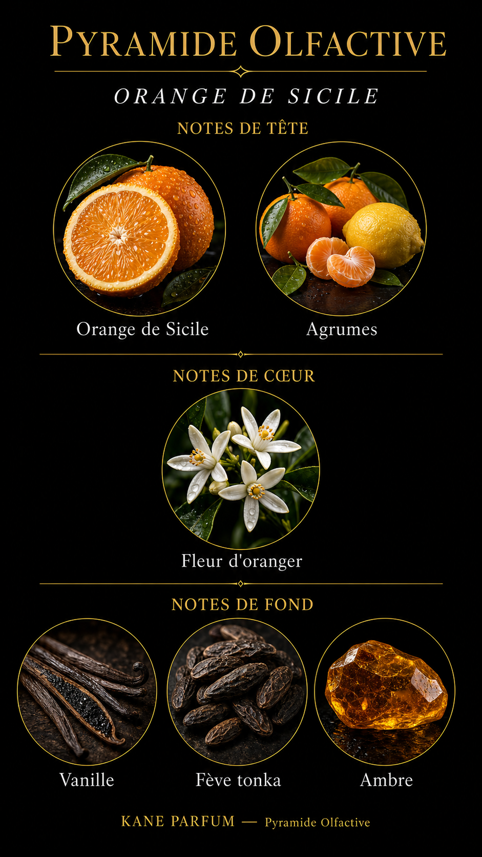 Pyramide olfactive Orange de Sicile — Kane Parfum