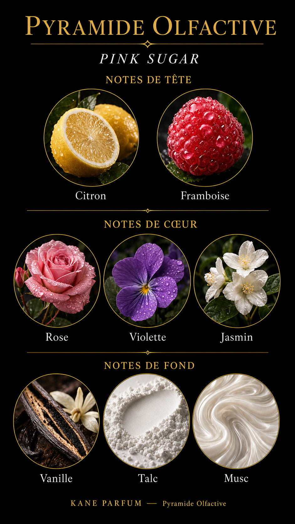 Pyramide olfactive Pink sugar — Kane Parfum