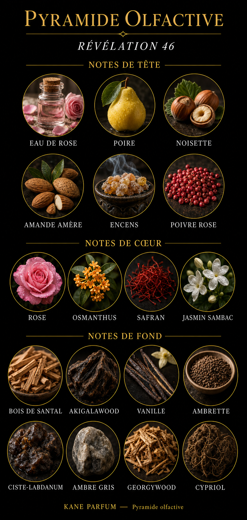 Pyramide olfactive Révélation 46 — Kane Parfum