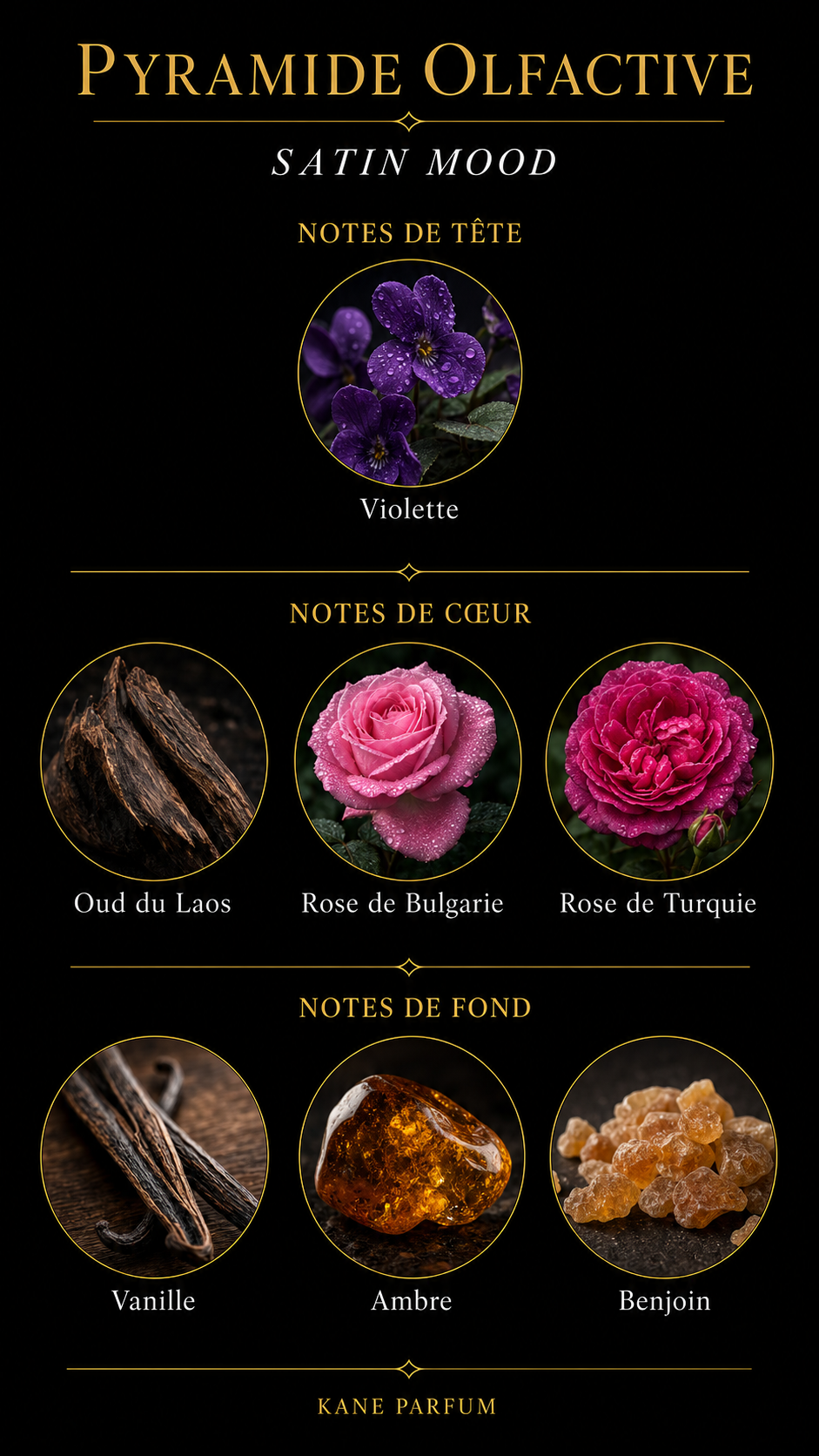Pyramide olfactive Satin Mood — Kane Parfum