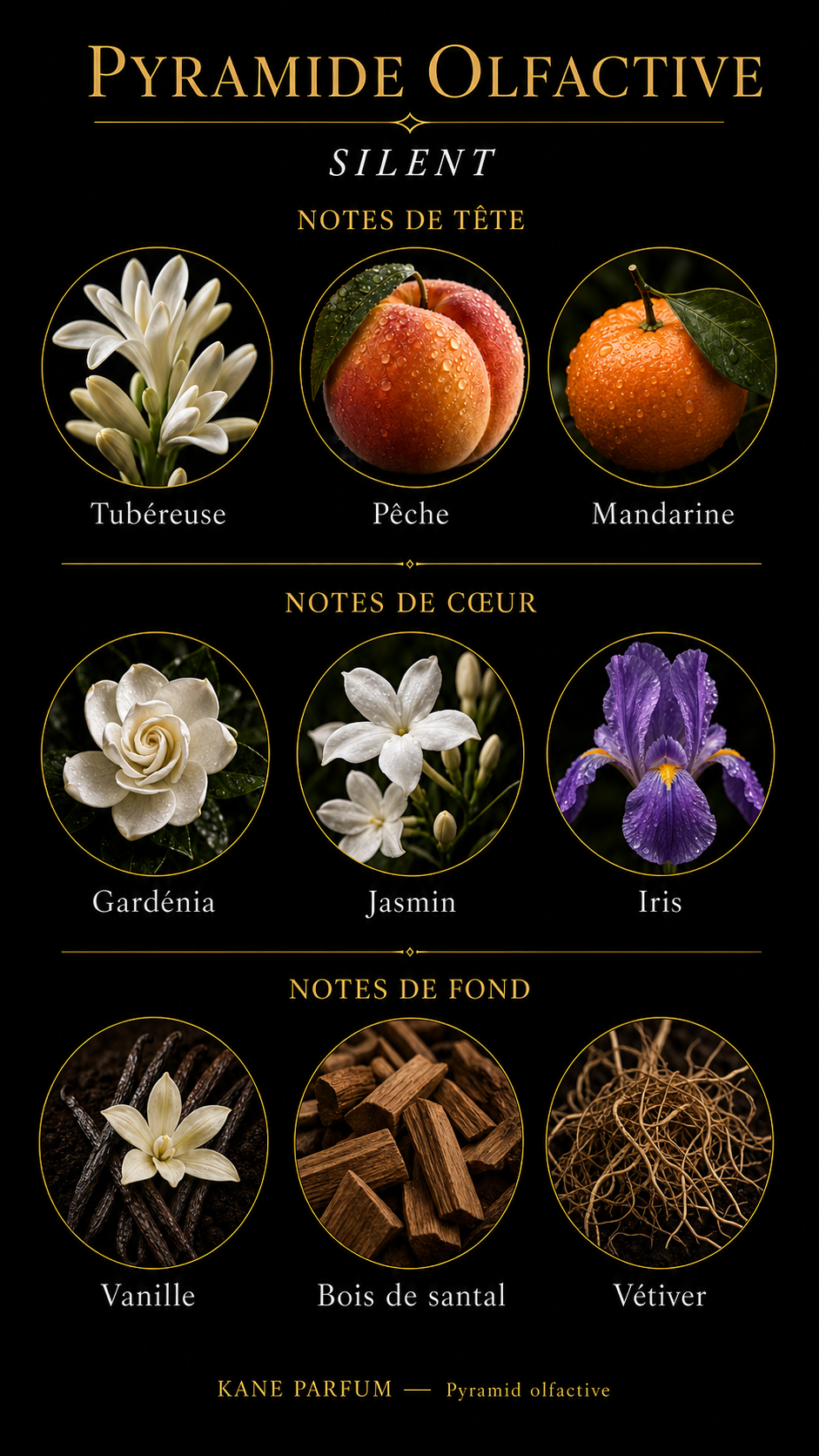 Pyramide olfactive Silent — Kane Parfum