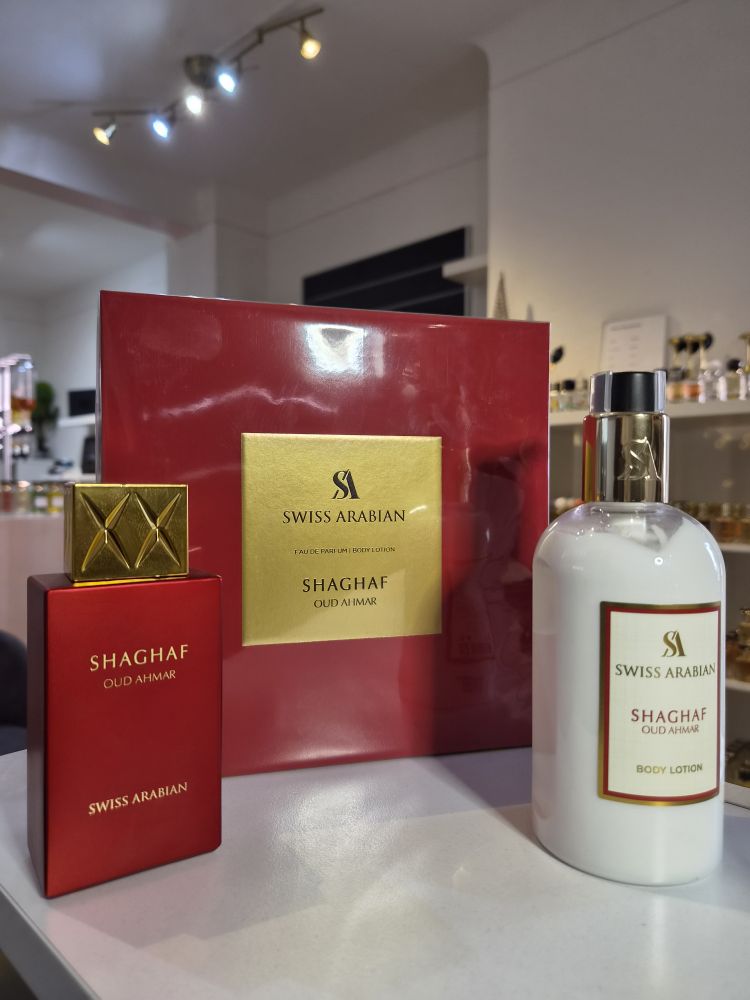 Coffret Swiss Arabian Shaghaf Oud Ahmar — Eau de Parfum 75ml + Body Lotion 300ml
